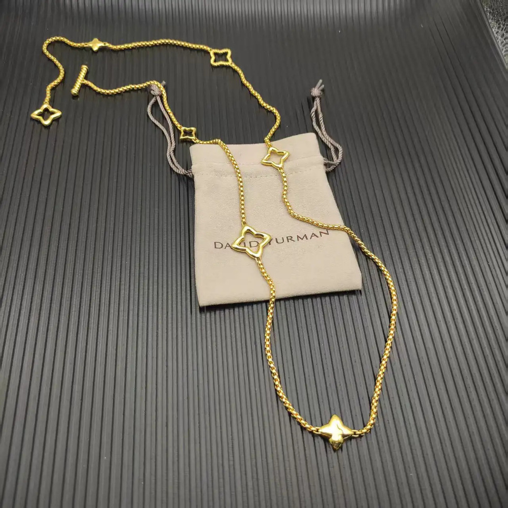 David Yurman Gold Four-Leaf Clover Sweater Chain